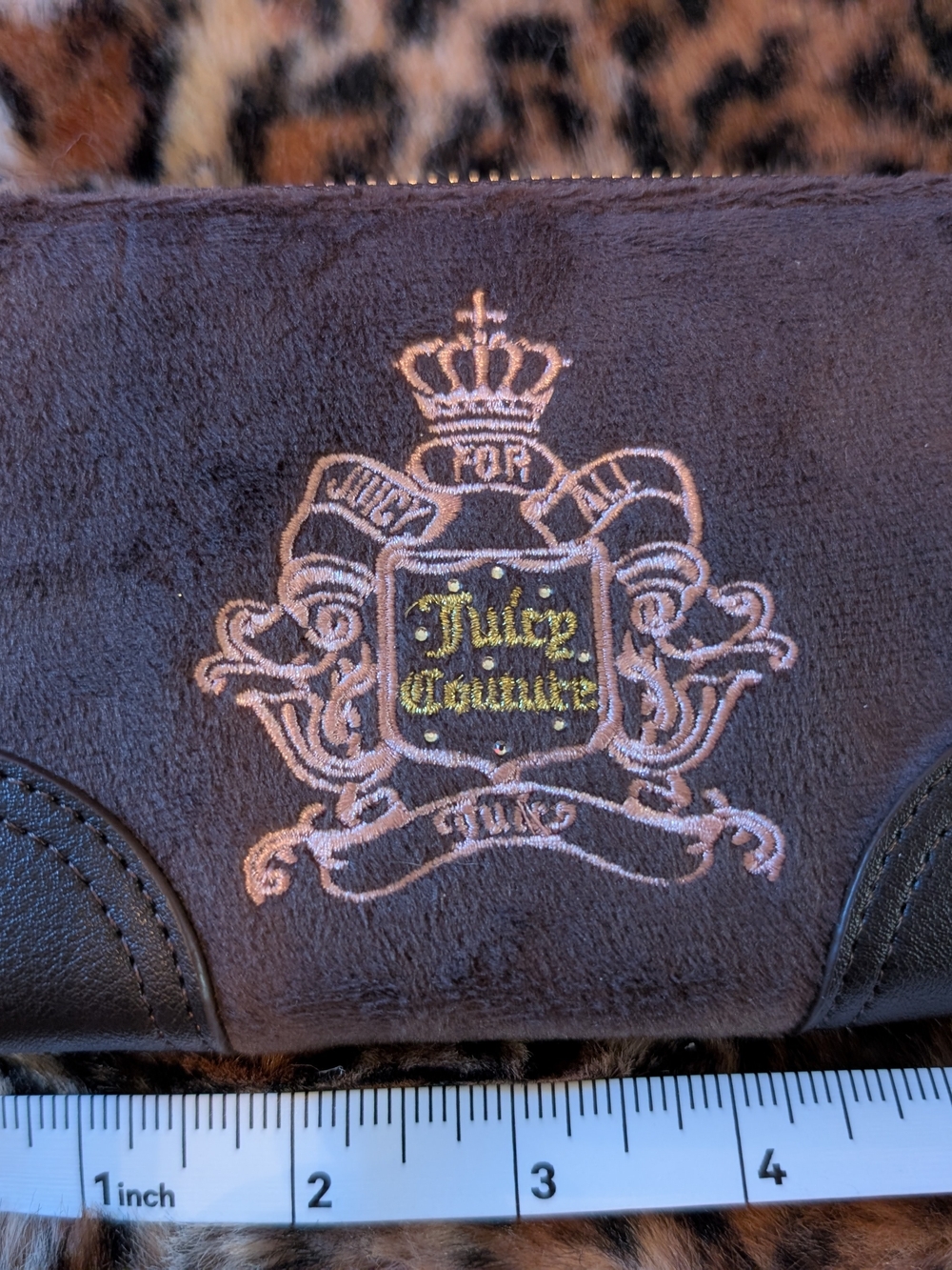 Juicy Couture Brown Velour Wallet - Juicy Couture Crest